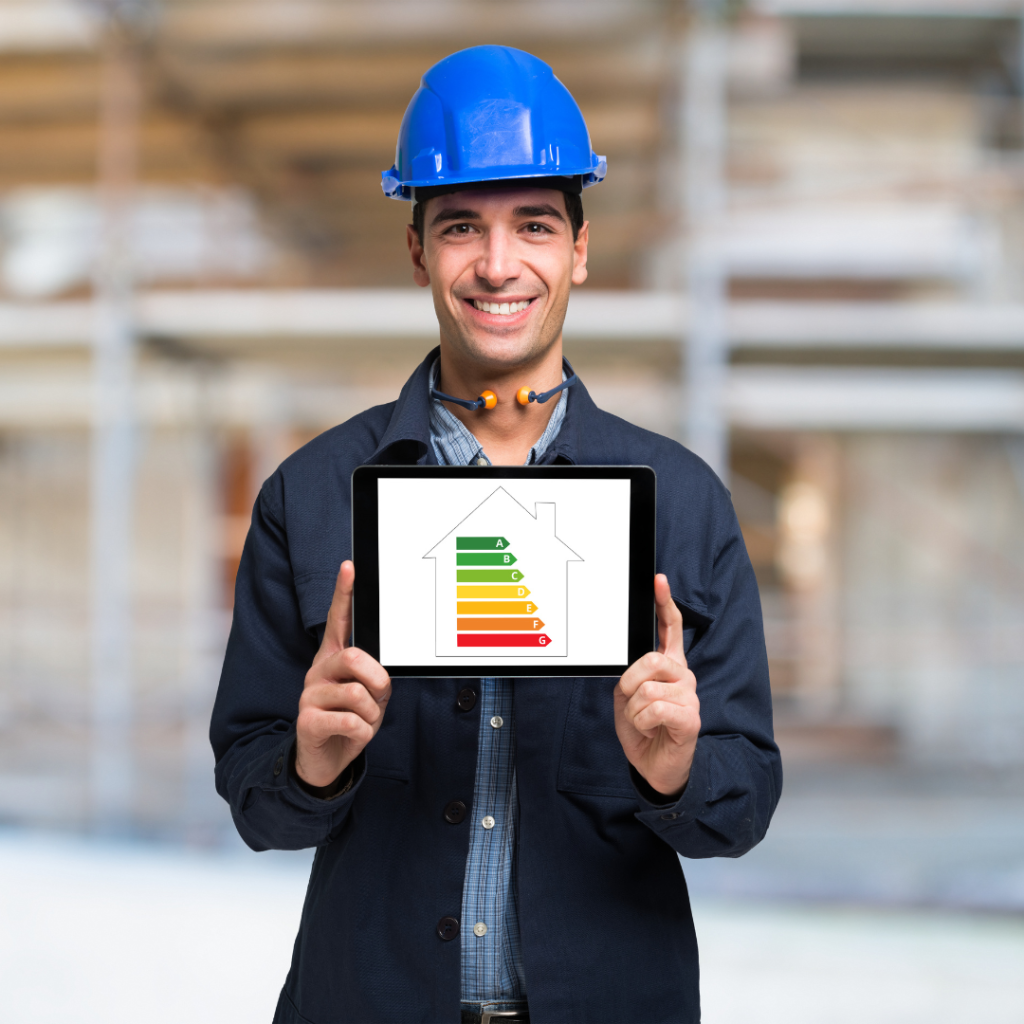Energy efficiency rating graphic used in SAP assessments to determine a building’s energy performance score
