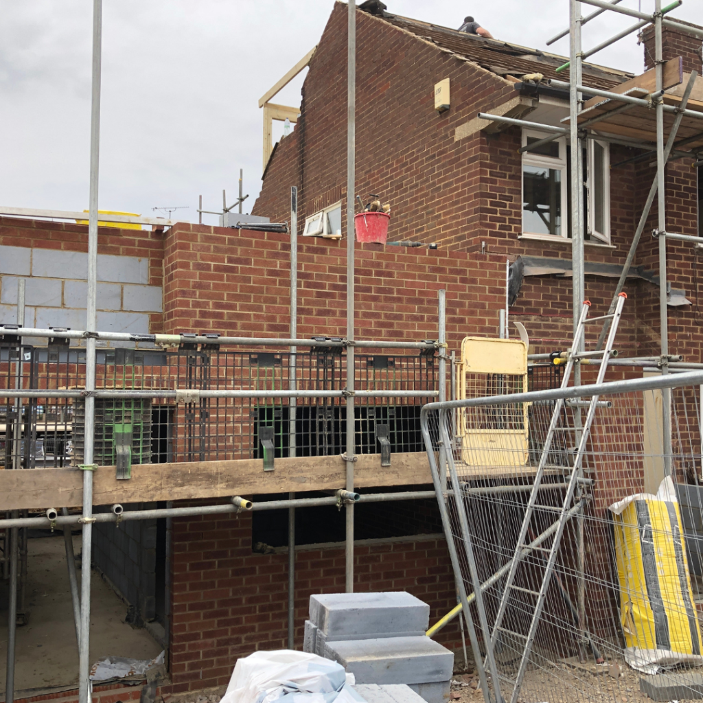 Residential home extension under construction requiring SAP calculations to meet building regulations standards