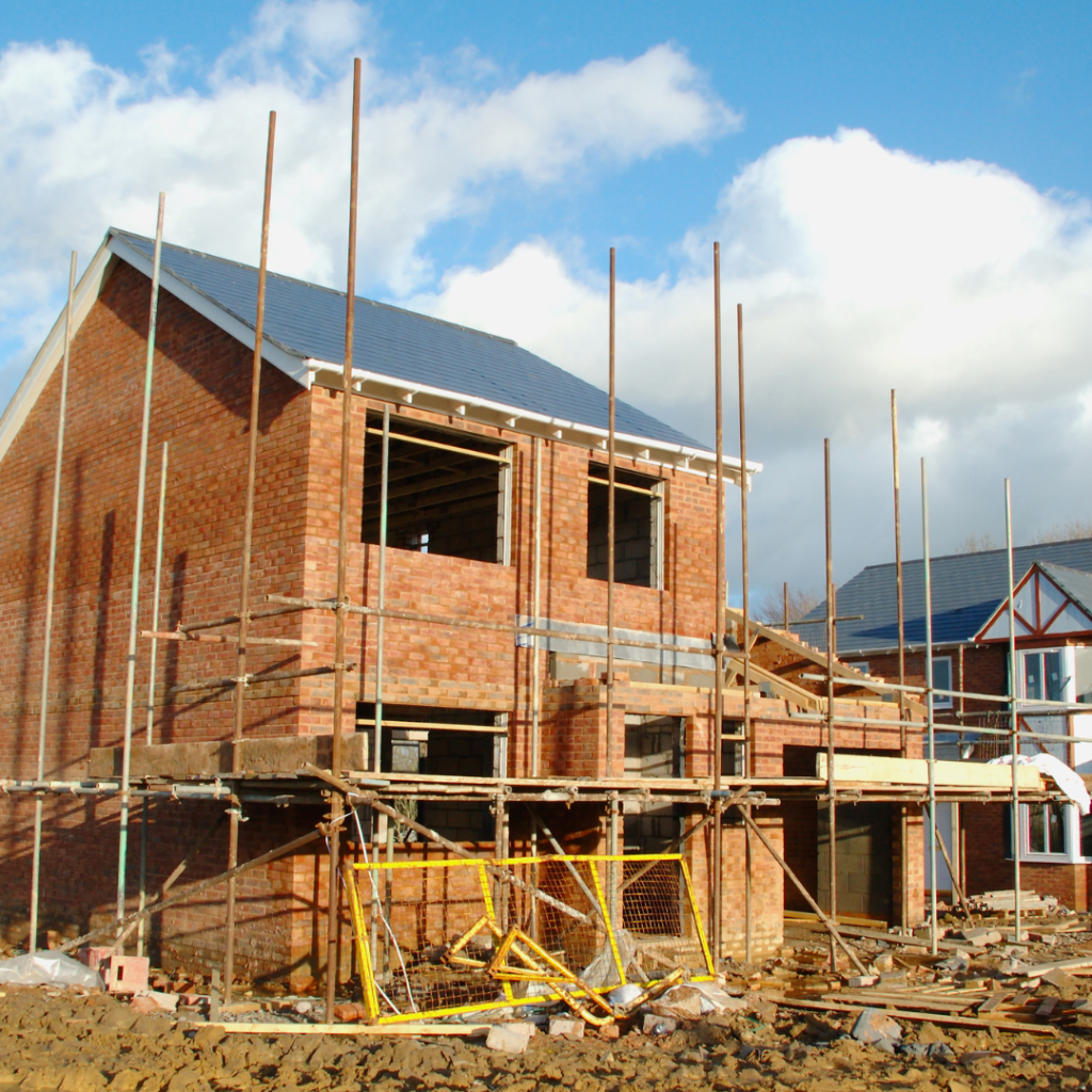 New build residential property under construction undergoing SAP assessment for energy performance compliance